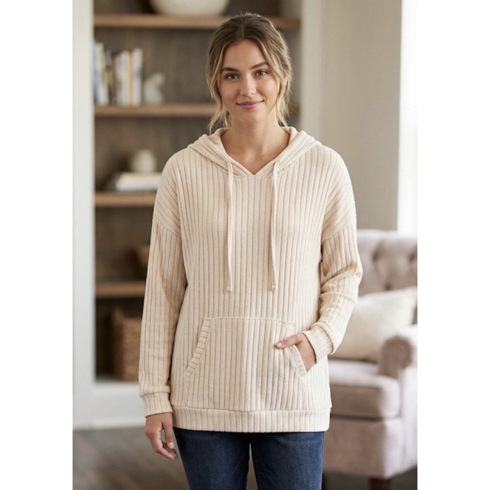 Sonoma Pullover Hoodie Cream Long Sleeve‎ Kangaroo Pocket Size Large
